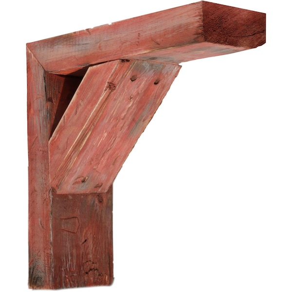 Ekena Millwork 3 1/2"W x 8"D x 8"H Vintage Farmhouse Bracket, Barnwood Decor Collection, Salvaged Red BKTB03X08X08TRRD - main